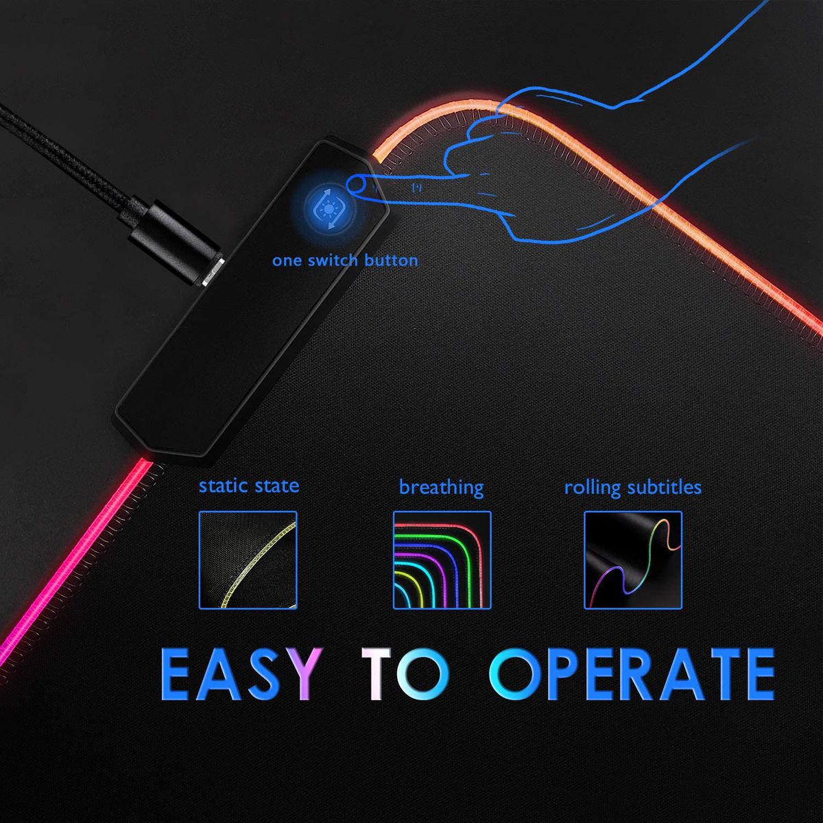 RGB LED Colour Changing XXL Gaming Mouse Pad