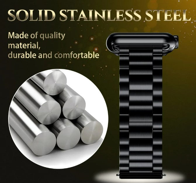 Stainless Steel Strap for Apple Watch Band 38mm - 40mm Metal Links Bracelet Smart Watch Strap - Black
